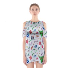 New Year Christmas Winter Watercolor Shoulder Cutout One Piece Dress by artworkshop