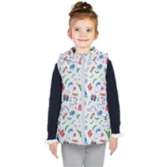 New Year Christmas Winter Watercolor Kids  Hooded Puffer Vest by artworkshop