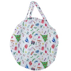 New Year Christmas Winter Watercolor Giant Round Zipper Tote by artworkshop