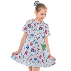 New Year Christmas Winter Watercolor Kids  Short Sleeve Shirt Dress by artworkshop