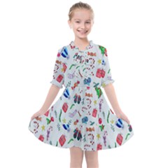 New Year Christmas Winter Watercolor Kids  All Frills Chiffon Dress by artworkshop