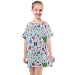 New Year Christmas Winter Watercolor Kids  One Piece Chiffon Dress by artworkshop