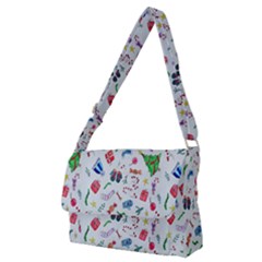 New Year Christmas Winter Watercolor Full Print Messenger Bag (m) by artworkshop