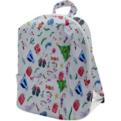 New Year Christmas Winter Watercolor Zip Up Backpack by artworkshop