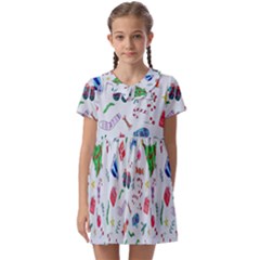 New Year Christmas Winter Watercolor Kids  Asymmetric Collar Dress by artworkshop