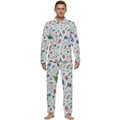 New Year Christmas Winter Watercolor Men s Long Sleeve Velvet Pocket Pajamas Set