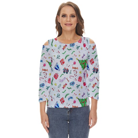 New Year Christmas Winter Watercolor Cut Out Wide Sleeve Top by artworkshop