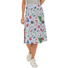 New Year Christmas Winter Watercolor Midi Panel Skirt