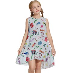 New Year Christmas Winter Watercolor Kids  Frill Swing Dress by artworkshop