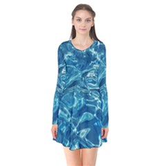 Surface Abstract Background Long Sleeve V-neck Flare Dress by artworkshop