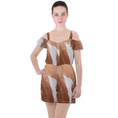 Horse Coat Animal Equine Ruffle Cut Out Chiffon Playsuit by artworkshop