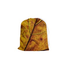 Leaf Leaf Veins Fall Drawstring Pouch (small) by artworkshop