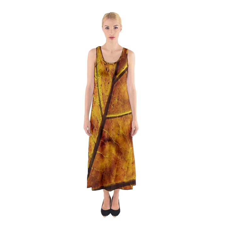 Leaf Leaf Veins Fall Sleeveless Maxi Dress