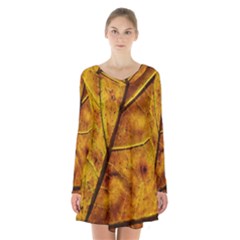 Leaf Leaf Veins Fall Long Sleeve Velvet V-neck Dress by artworkshop