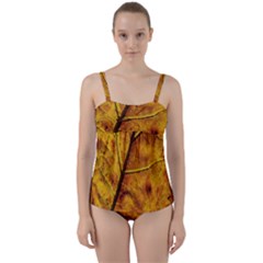 Leaf Leaf Veins Fall Twist Front Tankini Set by artworkshop