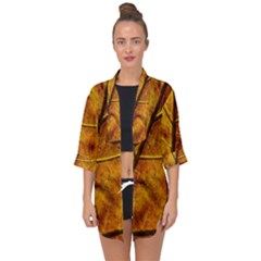 Leaf Leaf Veins Fall Open Front Chiffon Kimono by artworkshop