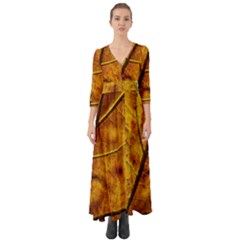 Leaf Leaf Veins Fall Button Up Boho Maxi Dress by artworkshop