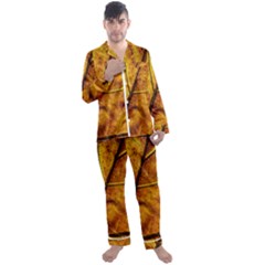 Leaf Leaf Veins Fall Men s Long Sleeve Satin Pajamas Set