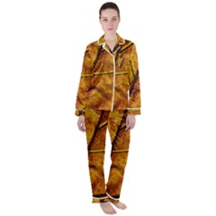 Leaf Leaf Veins Fall Satin Long Sleeve Pajamas Set by artworkshop