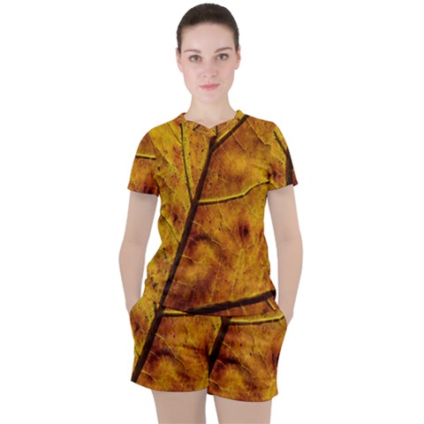 Leaf Leaf Veins Fall Women s Tee And Shorts Set by artworkshop