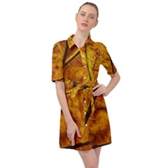 Leaf Leaf Veins Fall Belted Shirt Dress by artworkshop