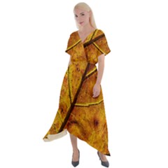 Leaf Leaf Veins Fall Cross Front Sharkbite Hem Maxi Dress by artworkshop