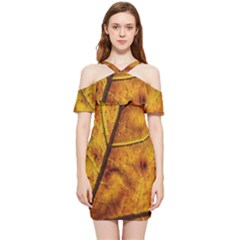 Leaf Leaf Veins Fall Shoulder Frill Bodycon Summer Dress by artworkshop