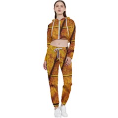 Leaf Leaf Veins Fall Cropped Zip Up Lounge Set by artworkshop