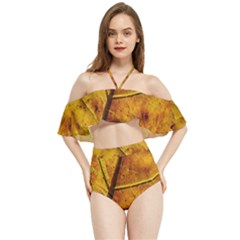 Leaf Leaf Veins Fall Halter Flowy Bikini Set  by artworkshop