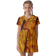 Leaf Leaf Veins Fall Kids  Asymmetric Collar Dress by artworkshop