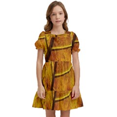 Leaf Leaf Veins Fall Kids  Puff Sleeved Dress by artworkshop