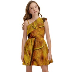 Leaf Leaf Veins Fall Kids  One Shoulder Party Dress by artworkshop