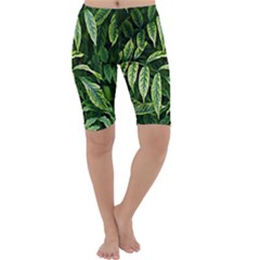 Leaves Foliage Twig Bush Plant Cropped Leggings  by artworkshop