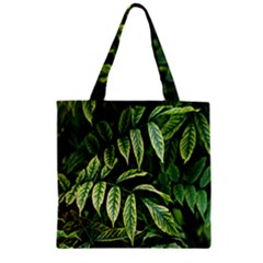 Leaves Foliage Twig Bush Plant Zipper Grocery Tote Bag by artworkshop