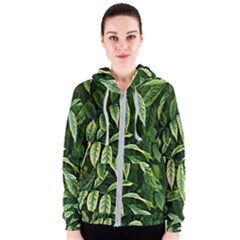 Leaves Foliage Twig Bush Plant Women s Zipper Hoodie by artworkshop