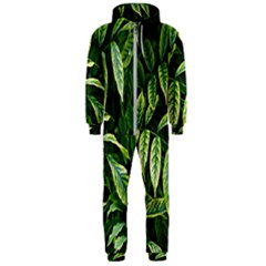 Leaves Foliage Twig Bush Plant Hooded Jumpsuit (men) by artworkshop