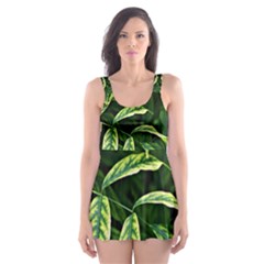 Leaves Foliage Twig Bush Plant Skater Dress Swimsuit by artworkshop