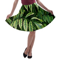 Leaves Foliage Twig Bush Plant A-line Skater Skirt by artworkshop