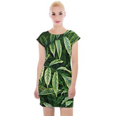 Leaves Foliage Twig Bush Plant Cap Sleeve Bodycon Dress by artworkshop