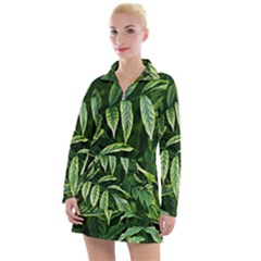 Leaves Foliage Twig Bush Plant Women s Long Sleeve Casual Dress by artworkshop