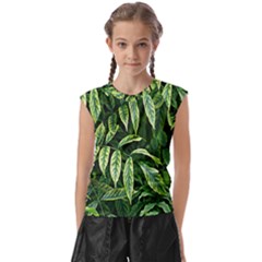 Leaves Foliage Twig Bush Plant Kids  Raglan Cap Sleeve Tee by artworkshop