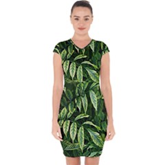 Leaves Foliage Twig Bush Plant Capsleeve Drawstring Dress  by artworkshop