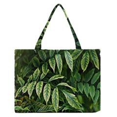 Leaves Foliage Twig Bush Plant Zipper Medium Tote Bag by artworkshop