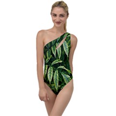 Leaves Foliage Twig Bush Plant To One Side Swimsuit by artworkshop