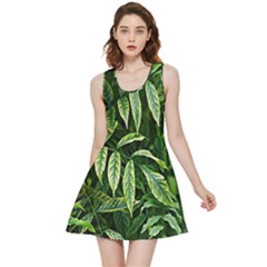 Leaves Foliage Twig Bush Plant Inside Out Reversible Sleeveless Dress by artworkshop