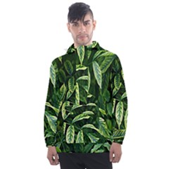 Leaves Foliage Twig Bush Plant Men s Front Pocket Pullover Windbreaker by artworkshop