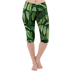 Leaves Foliage Twig Bush Plant Lightweight Velour Cropped Yoga Leggings by artworkshop