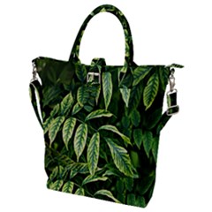 Leaves Foliage Twig Bush Plant Buckle Top Tote Bag by artworkshop