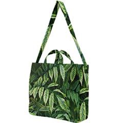 Leaves Foliage Twig Bush Plant Square Shoulder Tote Bag by artworkshop