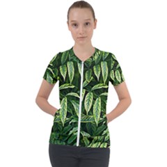 Leaves Foliage Twig Bush Plant Short Sleeve Zip Up Jacket by artworkshop